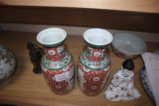 A pair of Chinese famille verte vases height 26cm